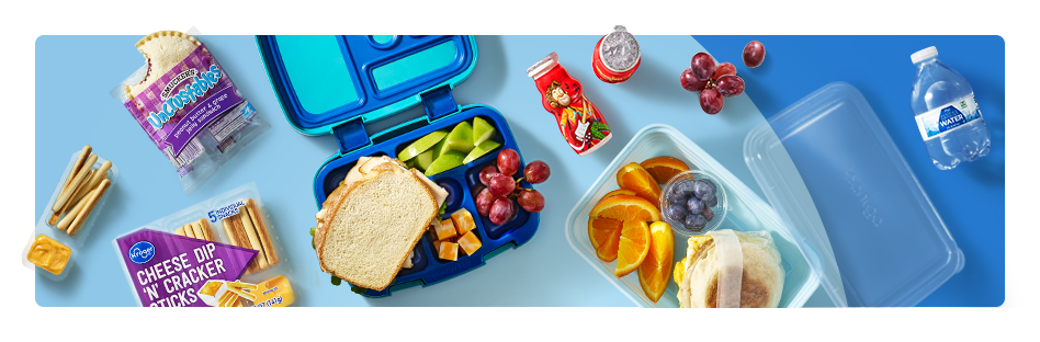 Sandwiches and fresh fruits and vegetables for school lunches.