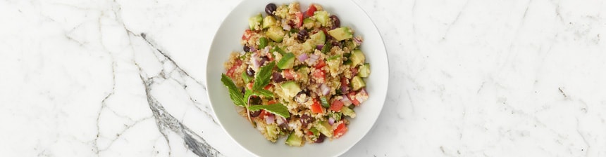 Enjoy veggies, herbs and delish lemon dressing.