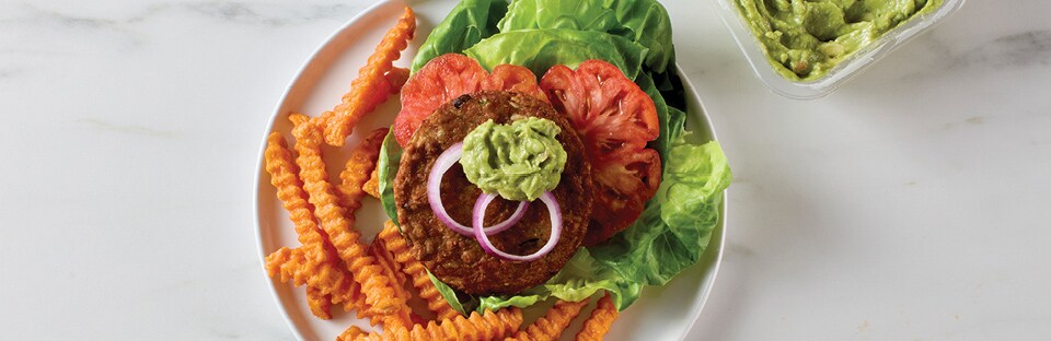 dinner plate of veggie burger