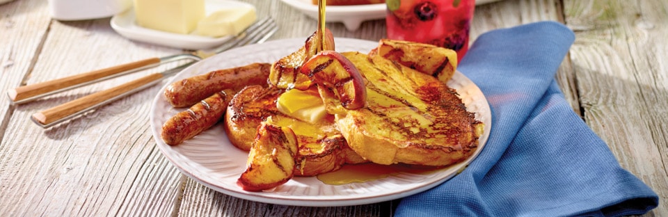 Open-Faced French Toast Sandwiches with Grilled Peaches