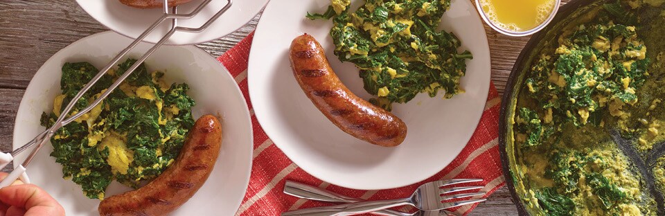 Skillet Scramble with Kale and Grilled Sausage