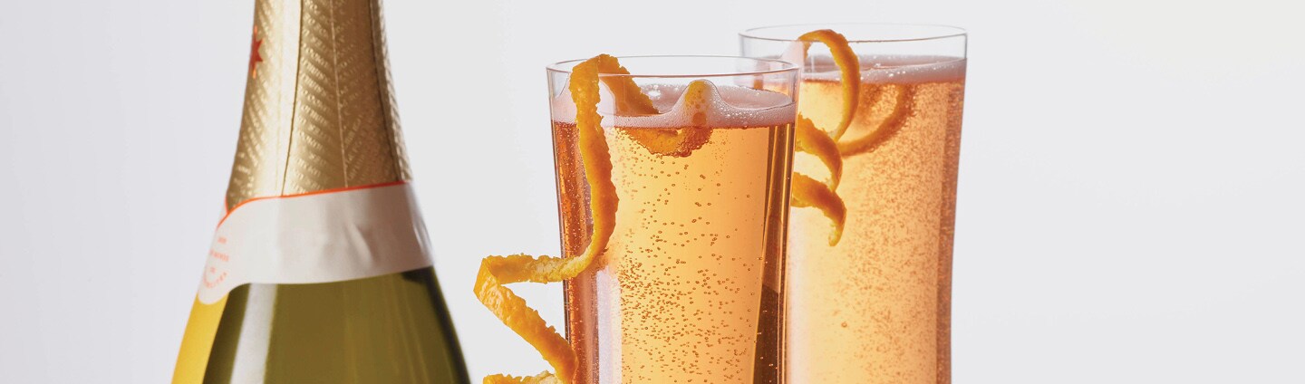 champagne flutes and bottle