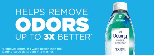 Downy Rinse and Refresh helps remove odors up to three times better