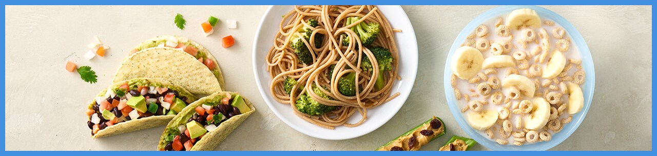 Tacos, lo mein, cereal