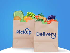 Pickup or Delivery, gray background