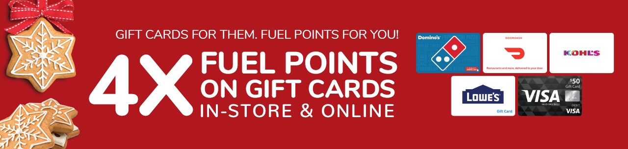 Download coupon for 4X Fuel Points on Gift Cards!