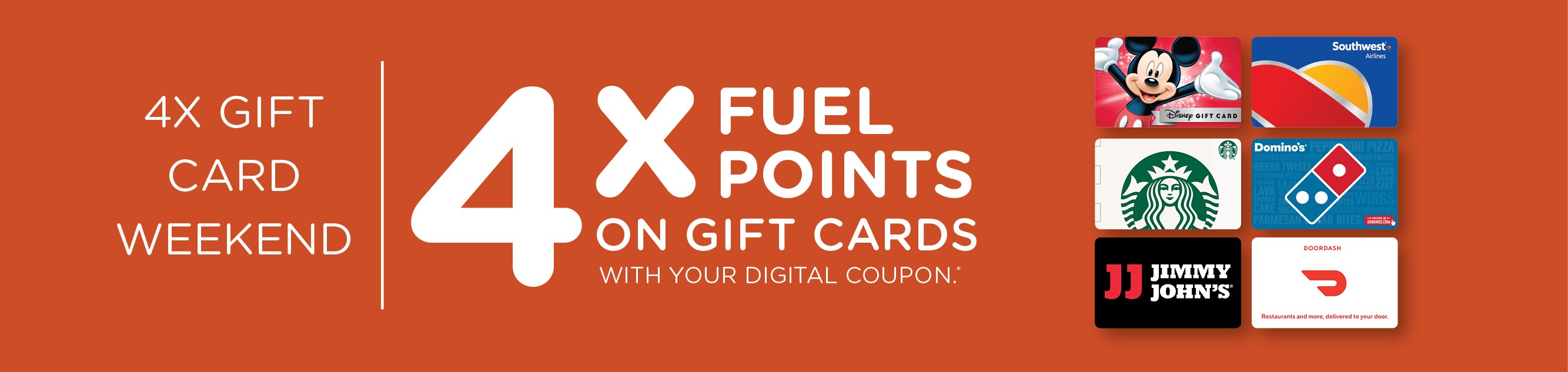 Download coupon for 4X Fuel Points on Gift Cards!